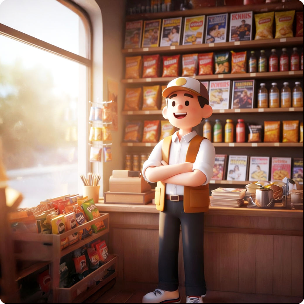 Pressehändler im Shop